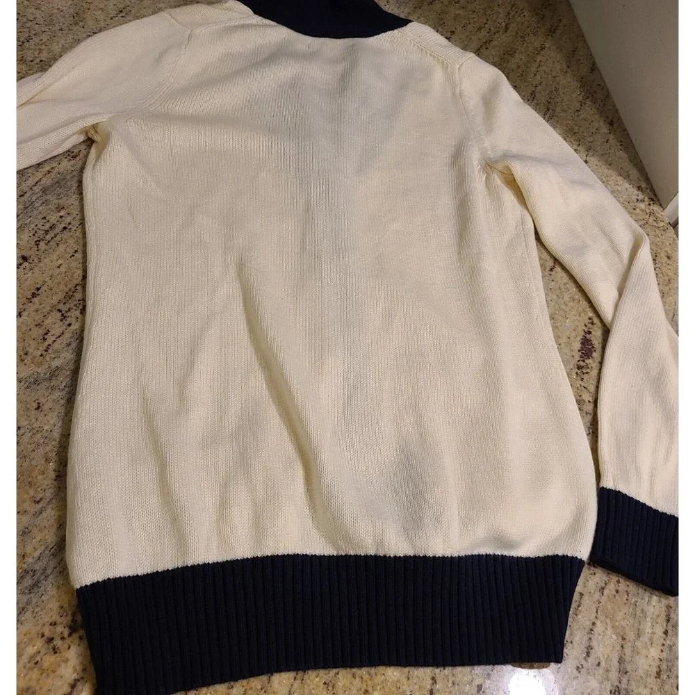 Tommy Hilfiger Womens Size M Cardigan Sweater Button Front Cream Blue - Picture 11 of 12